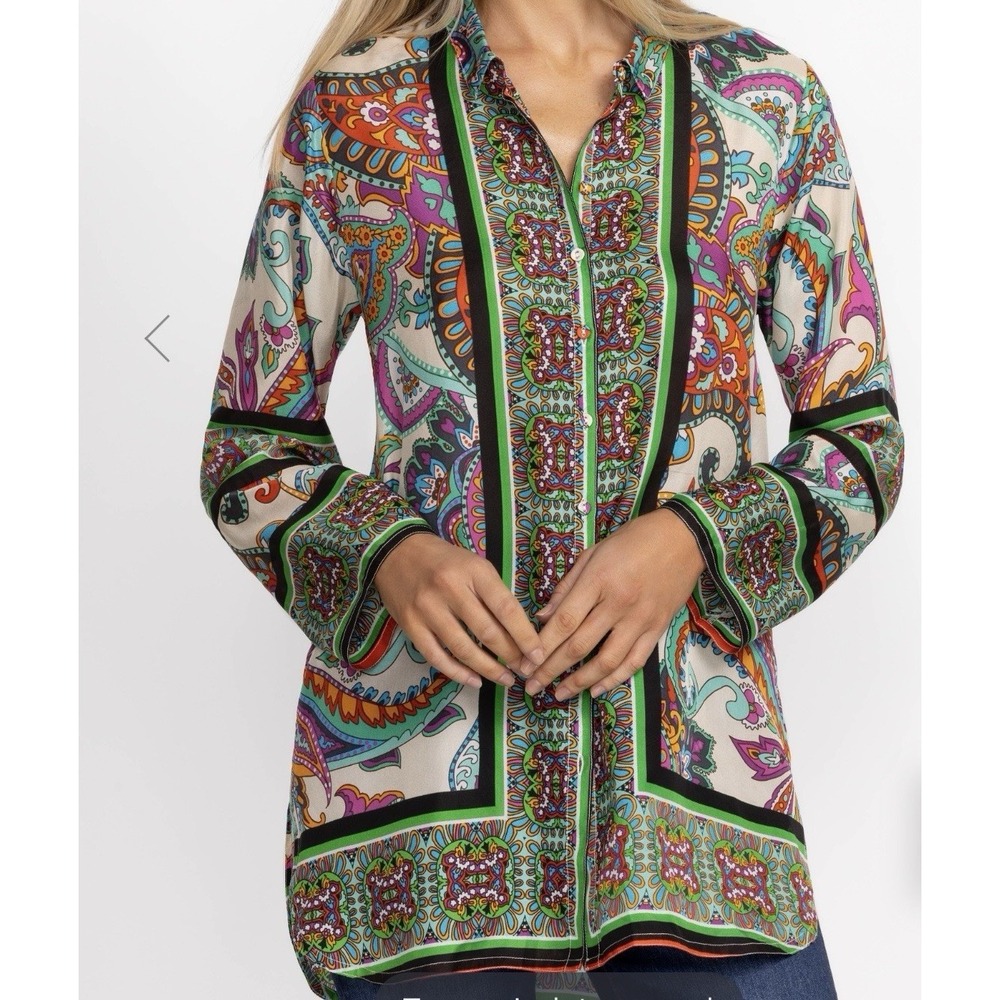 Johnny Was Delia Tunic Color‎ 100% Silk RN 1 49414 Style R25624-7 SZ Small BOHO